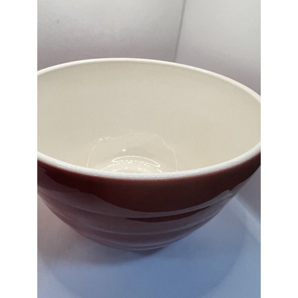 Crate & Barrel Red Mixing Nesting Bowl large mixing white